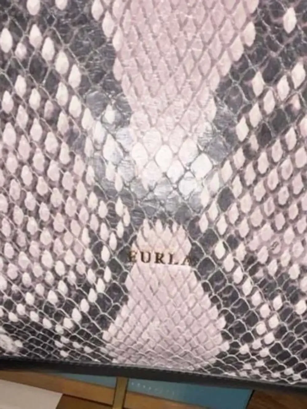 Furla Pink, Black and White Snake Print Leather Tote Handbag